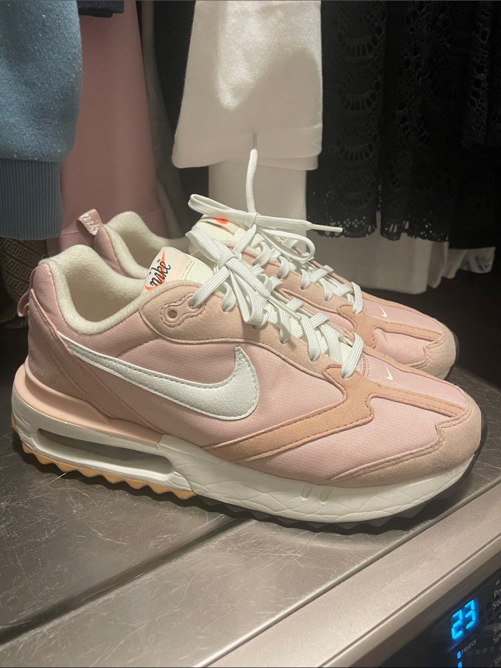 Nike Women's Pink and White Air Max Style Sneakers
